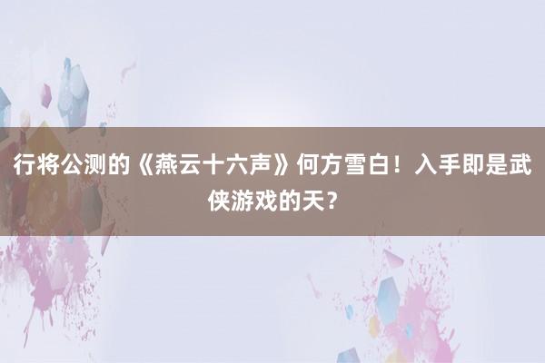 行将公测的《燕云十六声》何方雪白！入手即是武侠游戏的天？